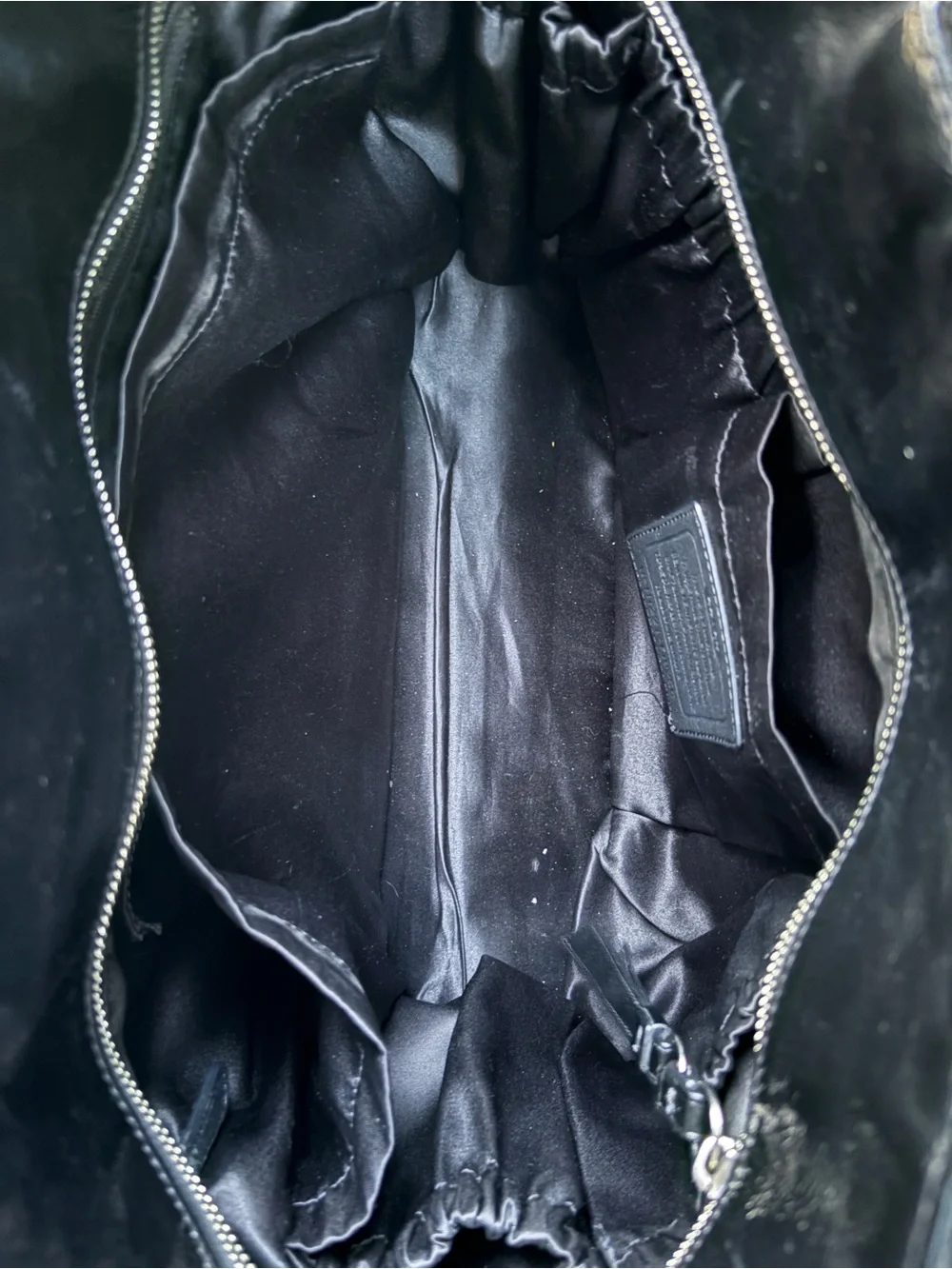 Coach Black Signature Leather Tote with Logo Medallion